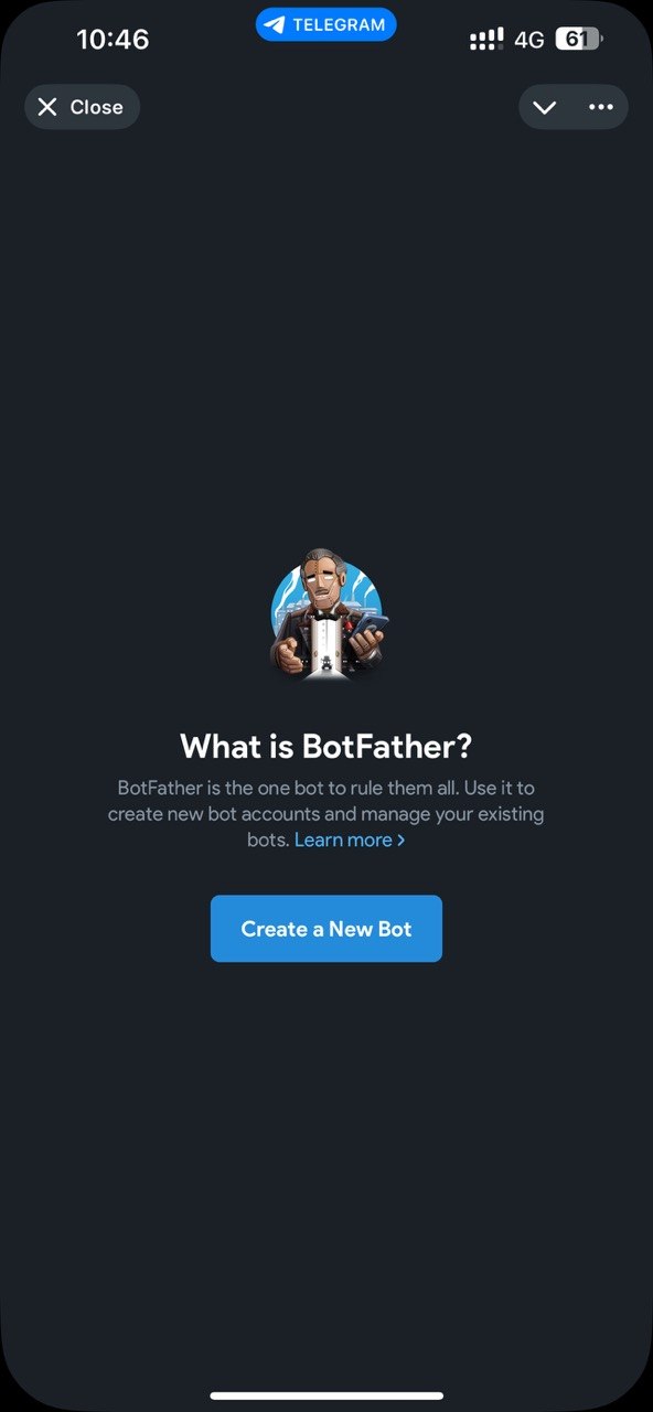 The Create a New Bot button in BotFather